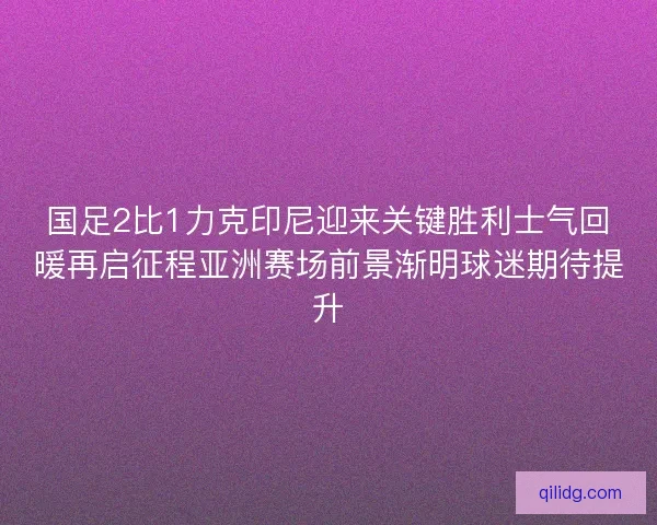 国足2比1力克印尼迎来关键胜利士气回暖再启征程亚洲赛场前景渐明球迷期待提升